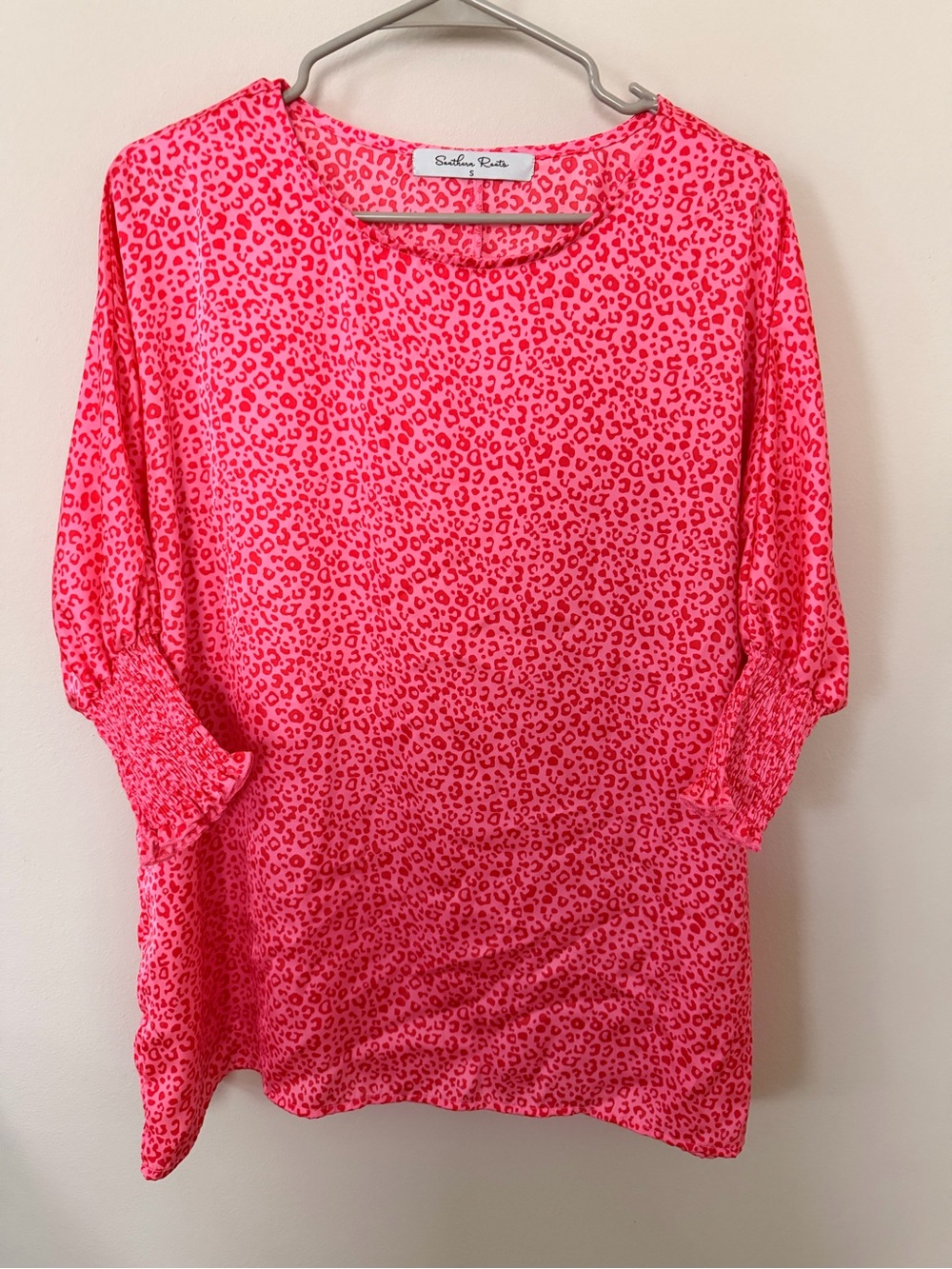 Sunday Riley Neon Pink Leopard-Print Blouse